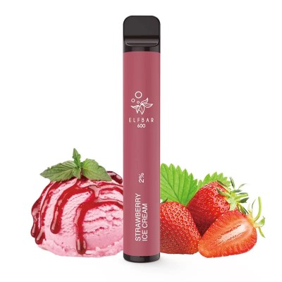 Tigara electronica cu nicotina Elf Bar 600 pufuri- aroma Strawberry Ice Cream