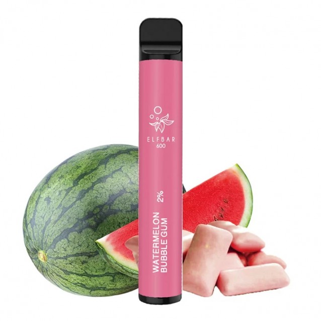 Tigara electronica cu nicotina Elf Bar 600 pufuri- aroma Watermelon Bubblegum