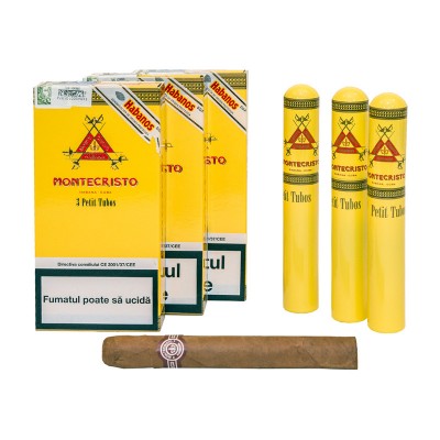 Cutie Trabucuri Montecristo Petit Tubos - 3 bucati in tub