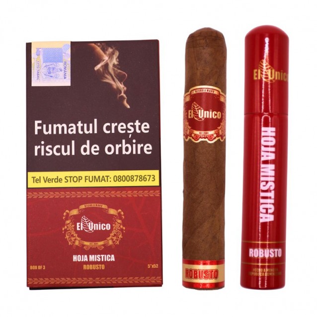 Trabucuri El Unico Hoja Mistica Robusto Tubos 3 Buc