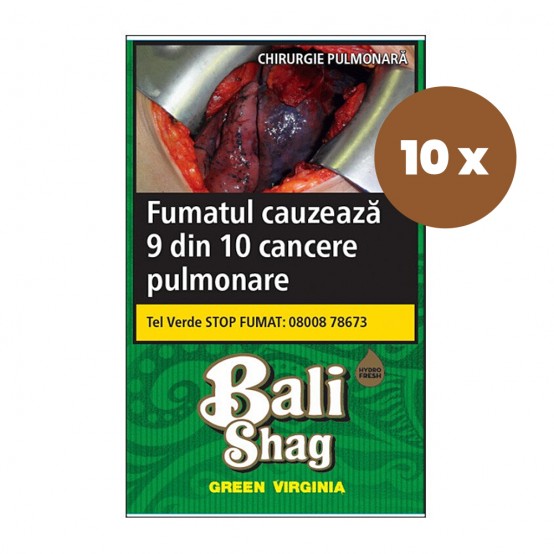 Tutun de rulat Bali Shag Green Virginia 40Gr + foite Set 10 pachete