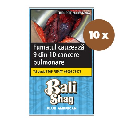 Tutun de rulat Bali Shag Blue American Blend 40G + foite Set 10 pachete